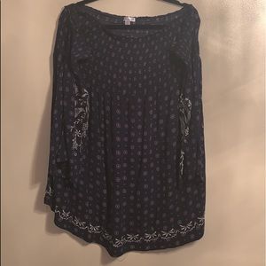 A Navy blue long sleeve no shoulder dress